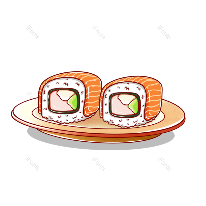 素材图片,美食元素,寿司PNG,手绘免抠素材